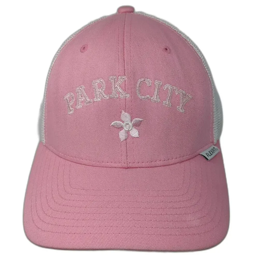 Flexfit Baseball Cap Pink One Size Park City Flower Mesh Back Stretch Fit Hat